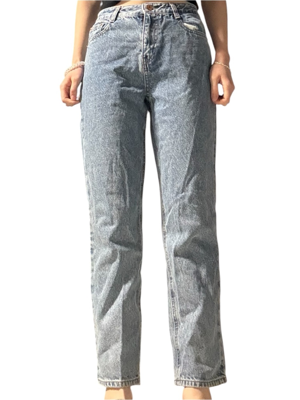 Classic High-Waist Straight Leg Jeans - Light Acid Blue